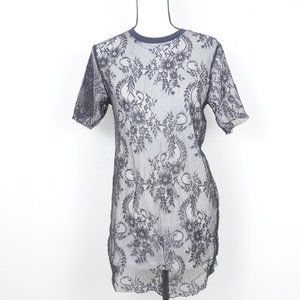 Zara Trafaluc Black Lace White Lining Short Sleeve Victorian Retro SZ S Dress